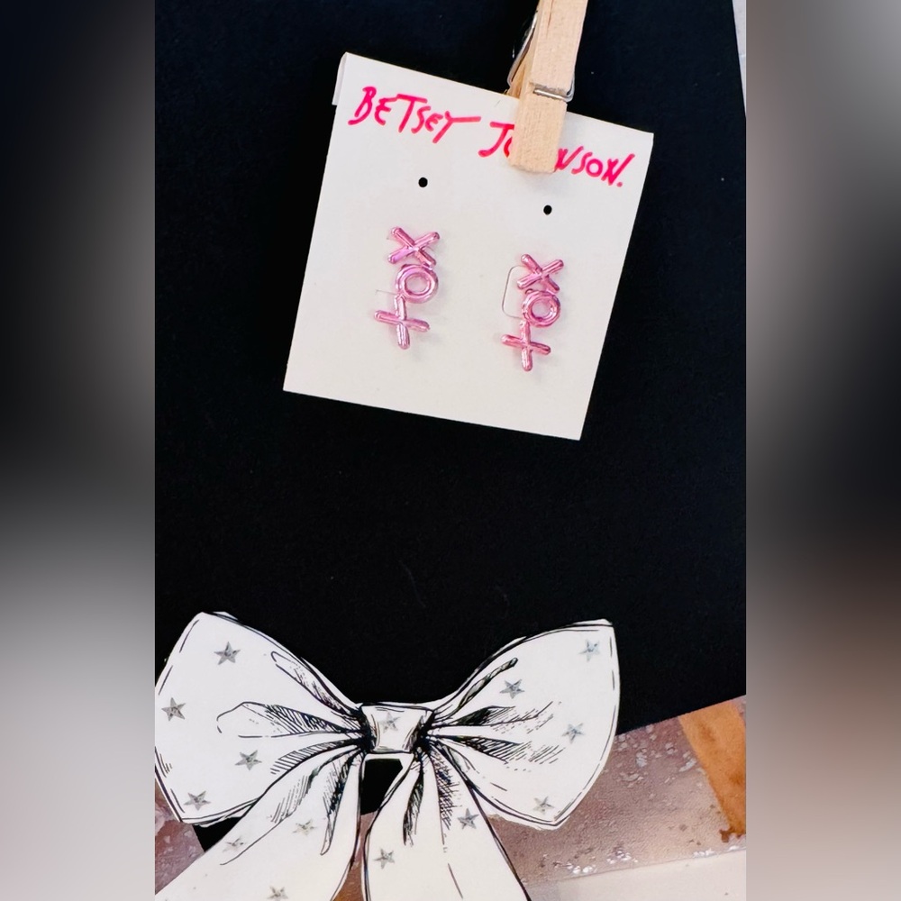 Betsey Johnson Pink XO Stud Earrings